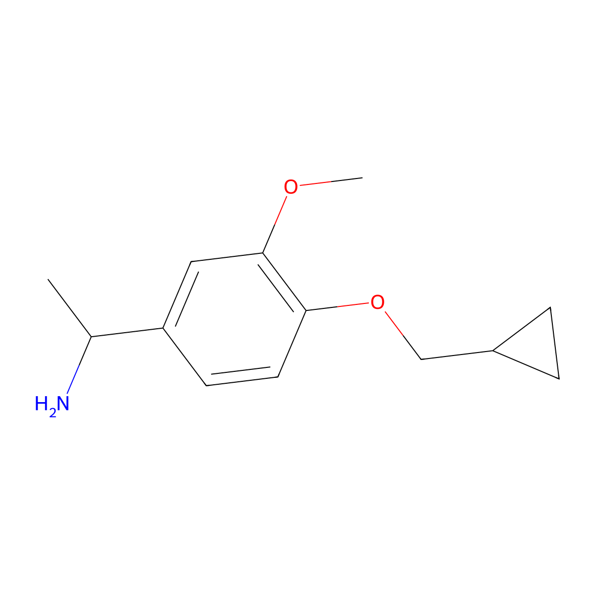1-[4-(Cyclopropylmethoxy)-3-methoxyphenyl]ethan-1-amine molecular structure, CAS 1154384-05-0