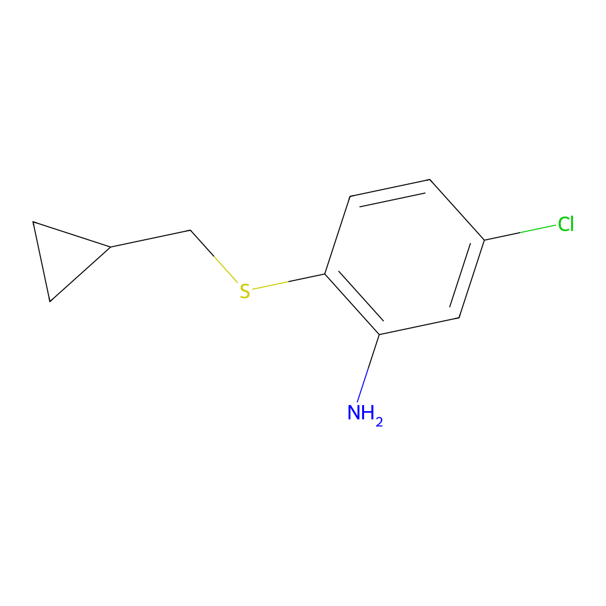 5-Chloro-2-cyclopropylmethylsulfanyl-phenylamine molecular structure, CAS 1154384-91-4
