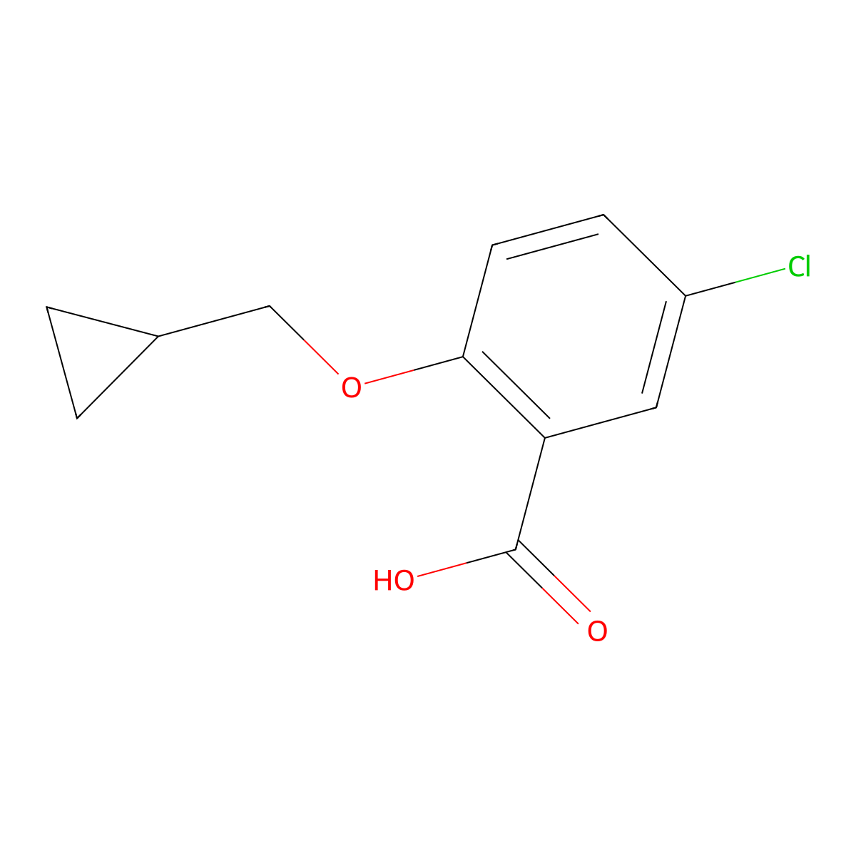 5-Chloro-2-(cyclopropylmethoxy)benzoic acid molecular structure, CAS 1154385-08-6