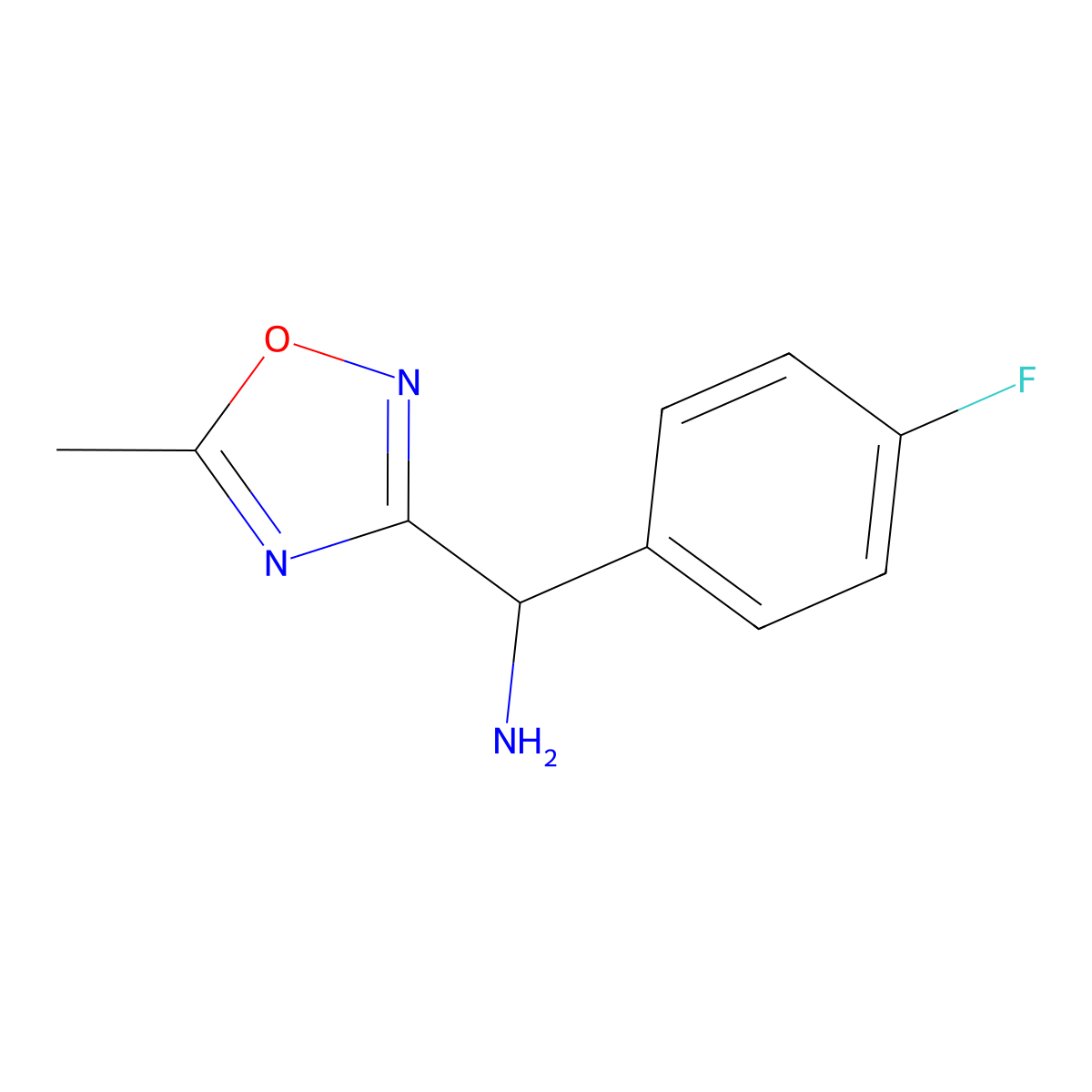 1-(4-Fluorophenyl)-1-(5-methyl-1,2,4-oxadiazol-3-yl)methanamine molecular structure, CAS 1154385-30-4