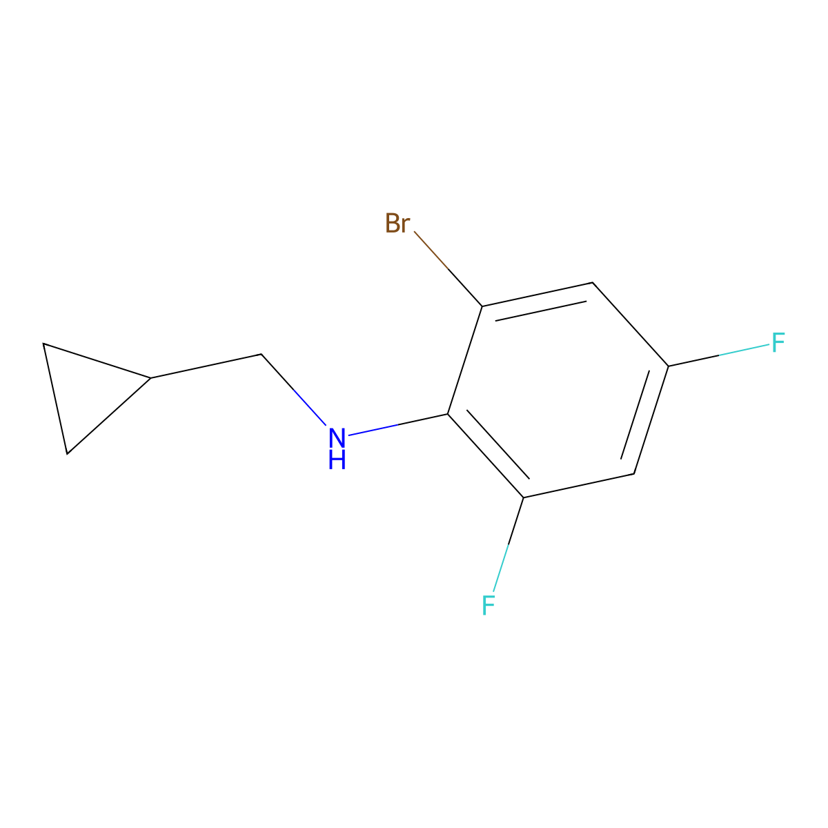 2-bromo-N-(cyclopropylmethyl)-4,6-difluoroaniline molecular structure, CAS 1154385-86-0