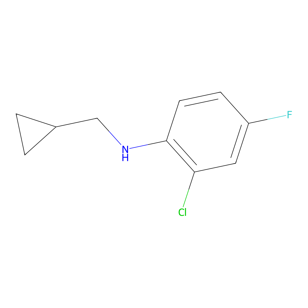 2-chloro-N-(cyclopropylmethyl)-4-fluoroaniline molecular structure, CAS 1154385-98-4