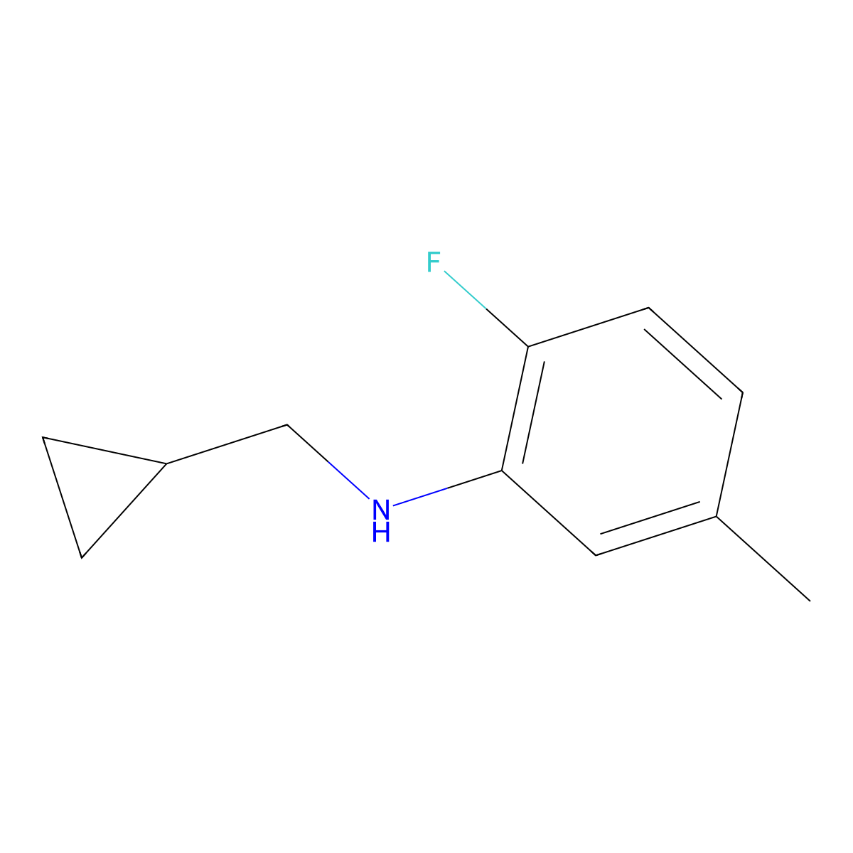 N-(cyclopropylmethyl)-2-fluoro-5-methylaniline molecular structure, CAS 1154386-16-9