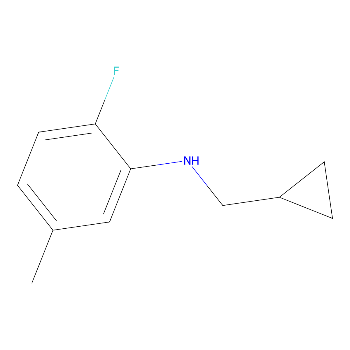 N-(cyclopropylmethyl)-2-fluoro-5-methylaniline molecular structure, CAS 1154386-16-9