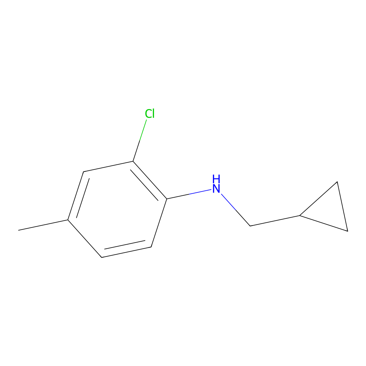 2-chloro-N-(cyclopropylmethyl)-4-methylaniline molecular structure, CAS 1154386-20-5