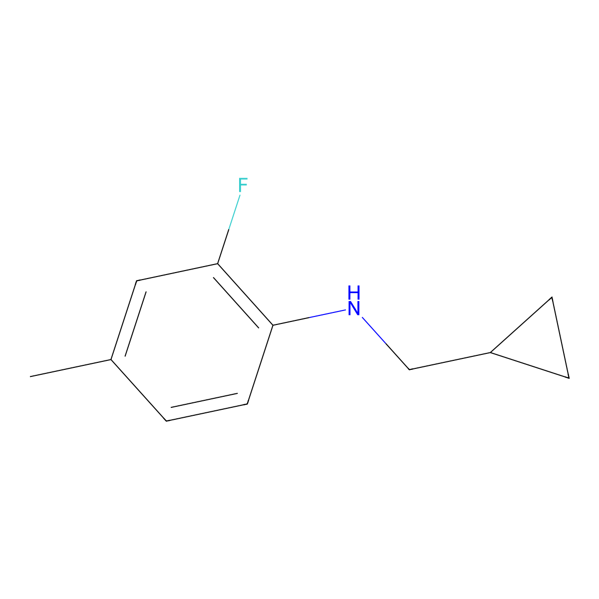 N-(cyclopropylmethyl)-2-fluoro-4-methylaniline molecular structure, CAS 1154386-24-9
