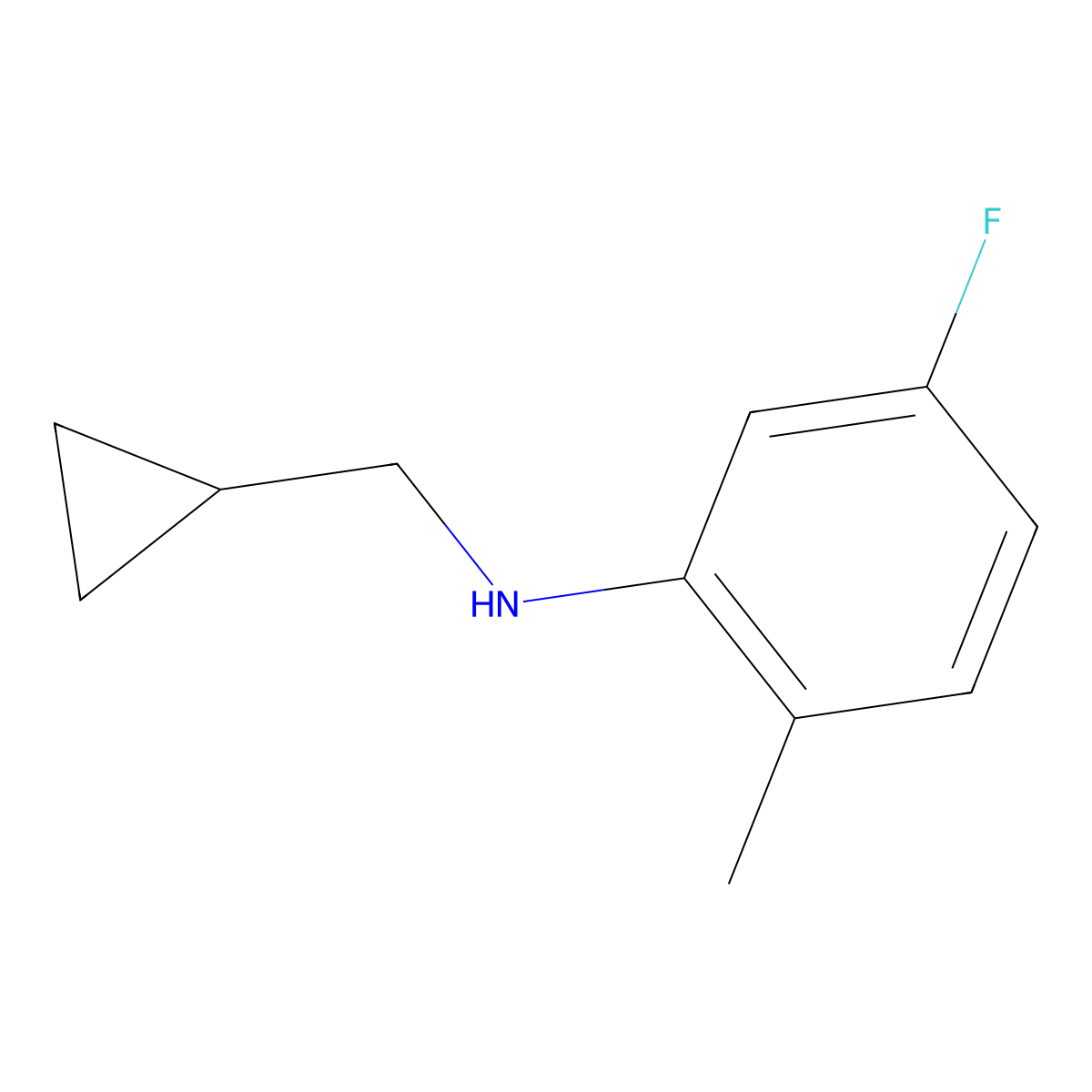 N-(cyclopropylmethyl)-5-fluoro-2-methylaniline molecular structure, CAS 1154386-49-8