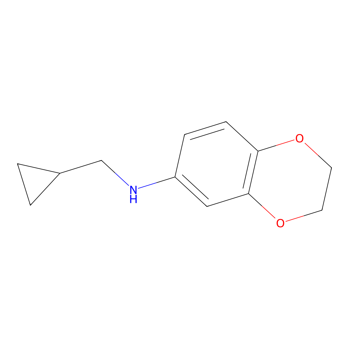 N-(cyclopropylmethyl)-2,3-dihydro-1,4-benzodioxin-6-amine molecular structure, CAS 1154386-64-7