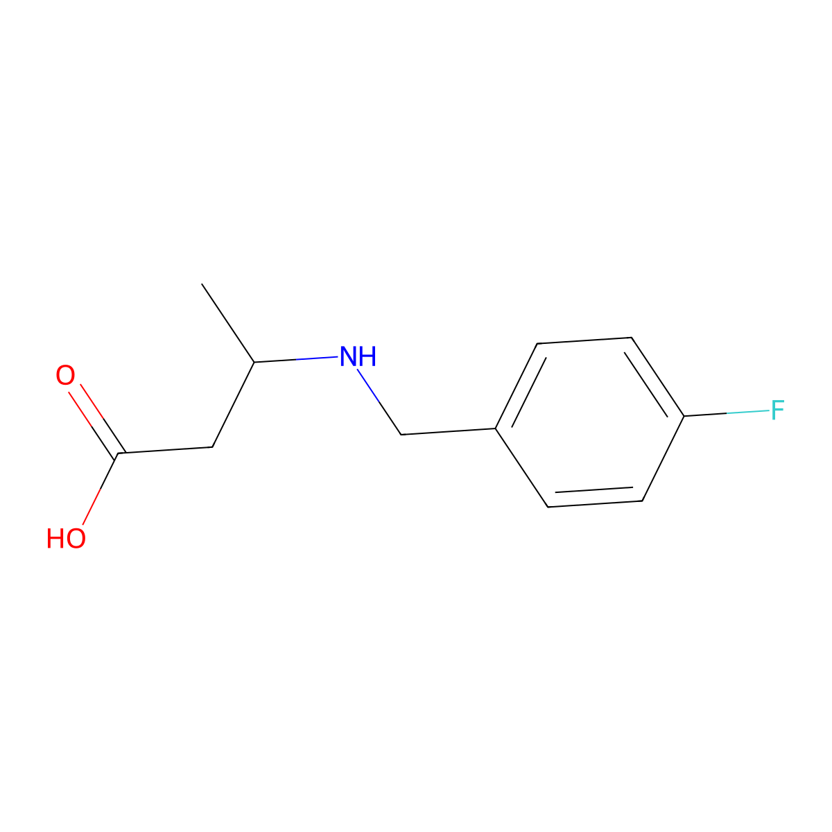 3-{[(4-Fluorophenyl)methyl]amino}butanoic acid molecular structure, CAS 1154386-79-4