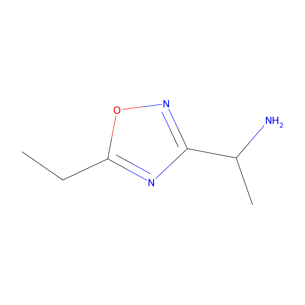 1-(5-Ethyl-1,2,4-oxadiazol-3-yl)ethan-1-amine molecular structure, CAS 1154386-91-0
