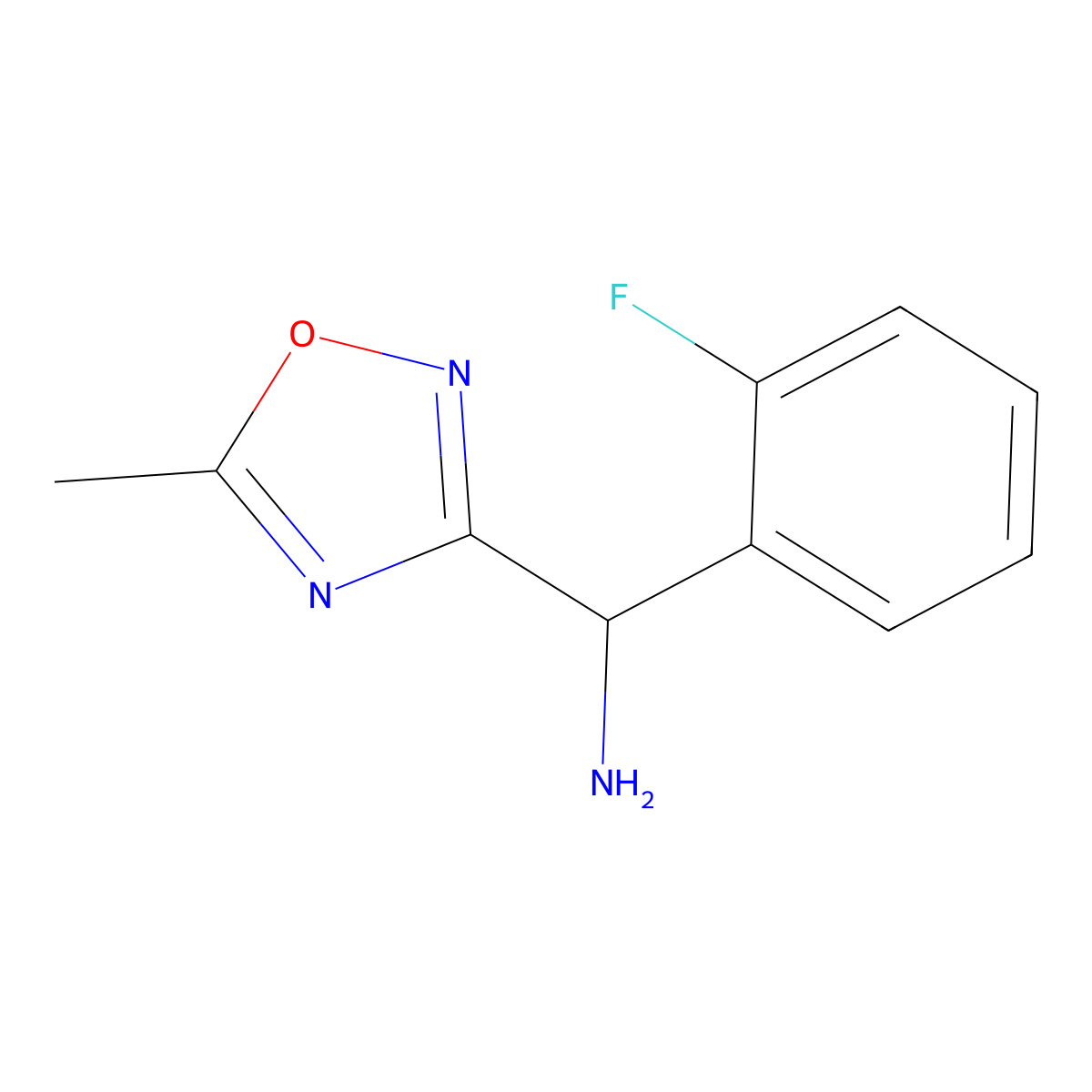 (2-Fluorophenyl)(5-methyl-1,2,4-oxadiazol-3-yl)methanamine molecular structure, CAS 1154389-04-4