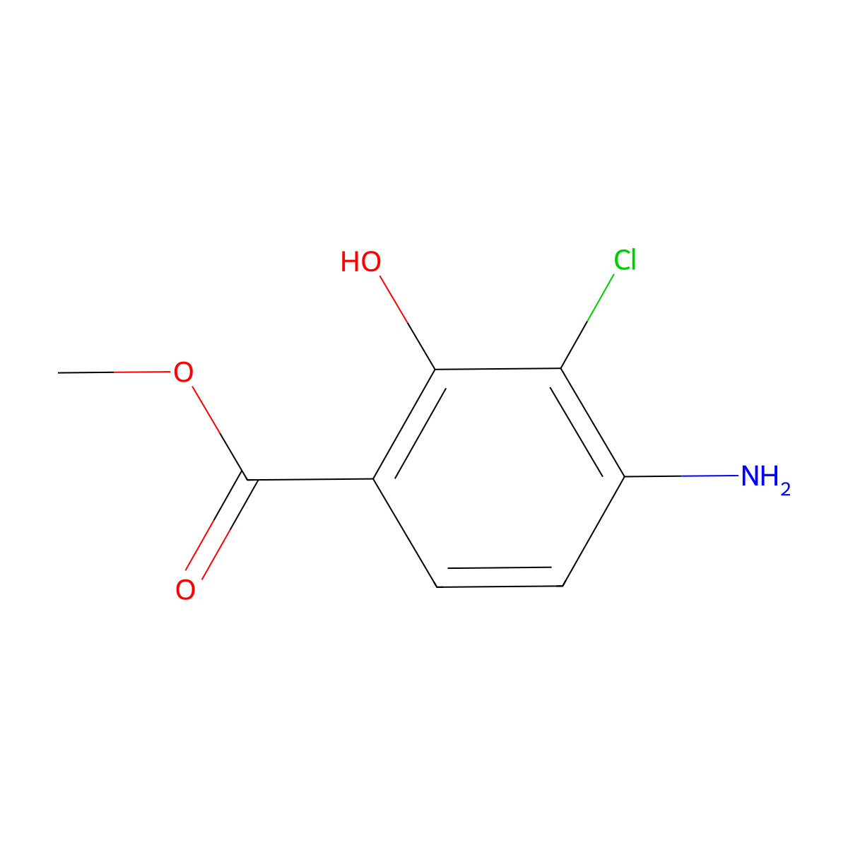 Methyl 4-amino-3-chloro-2-hydroxybenzoate molecular structure, CAS 1154415-33-4