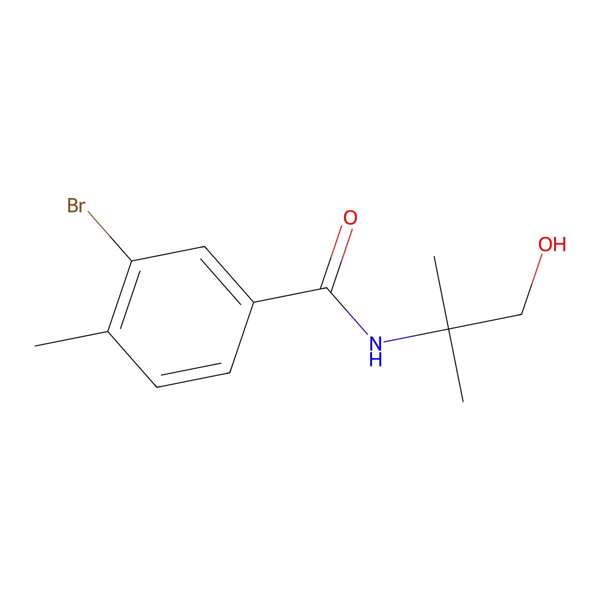 3-bromo-N-(1-hydroxy-2-methylpropan-2-yl)-4-methylbenzamide molecular structure, CAS 1154427-35-6