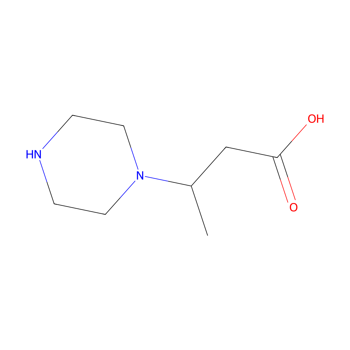3-(Piperazin-1-yl)butanoic acid molecular structure, CAS 1154549-24-2