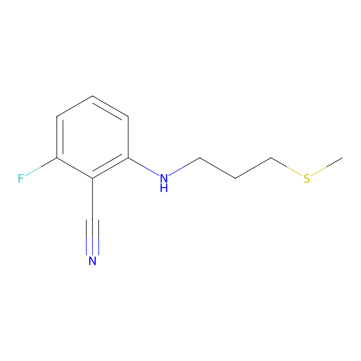 2-Fluoro-6-{[3-(methylsulfanyl)propyl]amino}benzonitrile molecular structure, CAS 1154557-03-5