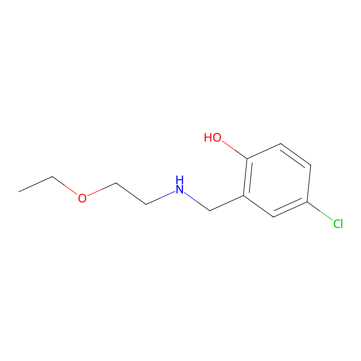 4-Chloro-2-{[(2-ethoxyethyl)amino]methyl}phenol molecular structure, CAS 1154561-05-3