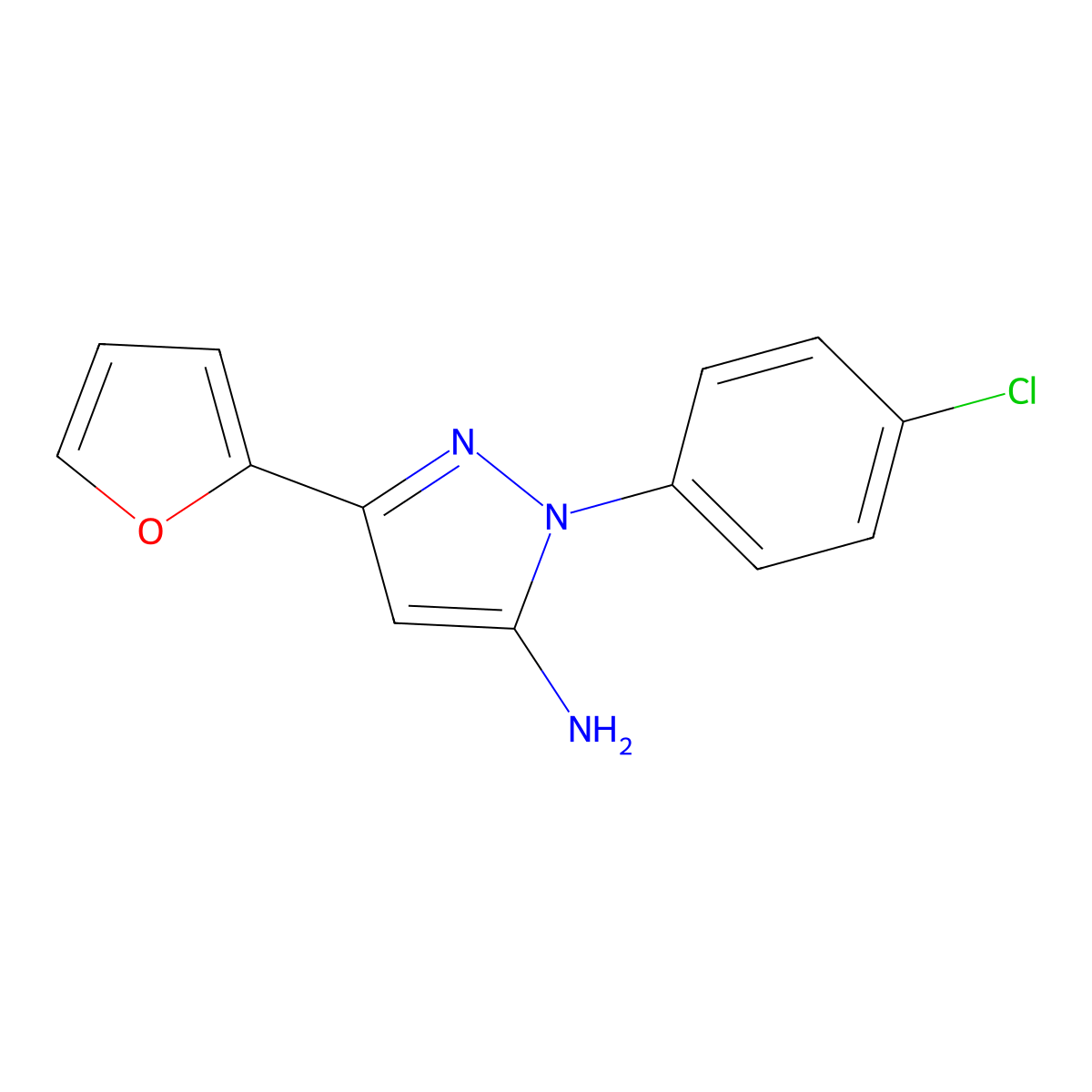 1-(4-chlorophenyl)-3-(furan-2-yl)-1H-pyrazol-5-amine molecular structure, CAS 1154567-07-3