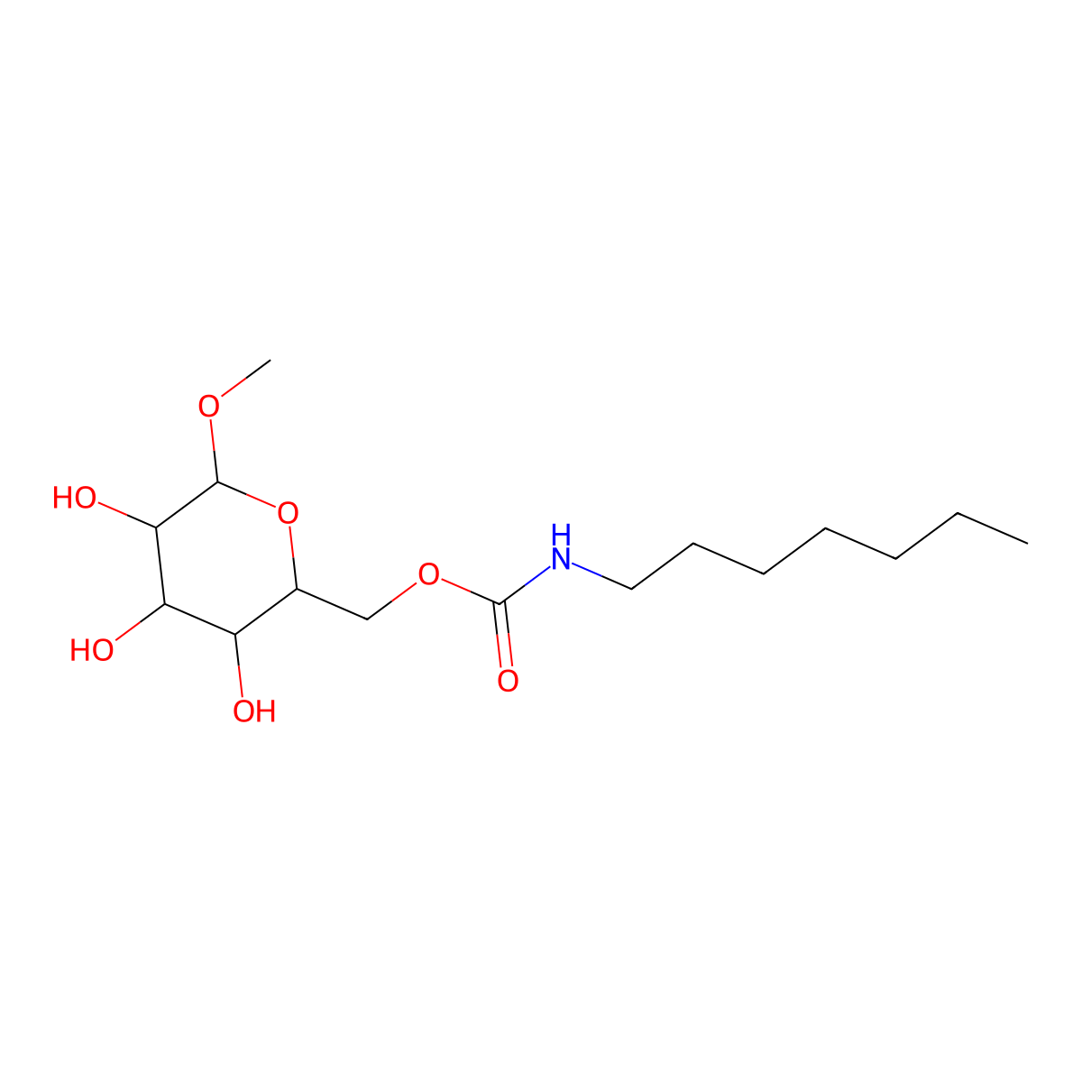 6-O-(N-Heptylcarbamoyl)-methyl-alpha-D-glucopyranoside molecular structure, CAS 115457-83-5