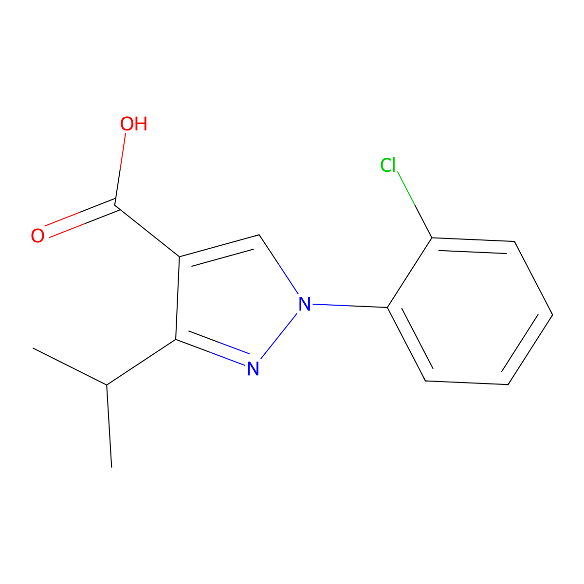 1-(2-chlorophenyl)-3-(propan-2-yl)-1H-pyrazole-4-carboxylic acid molecular structure, CAS 1154570-86-1