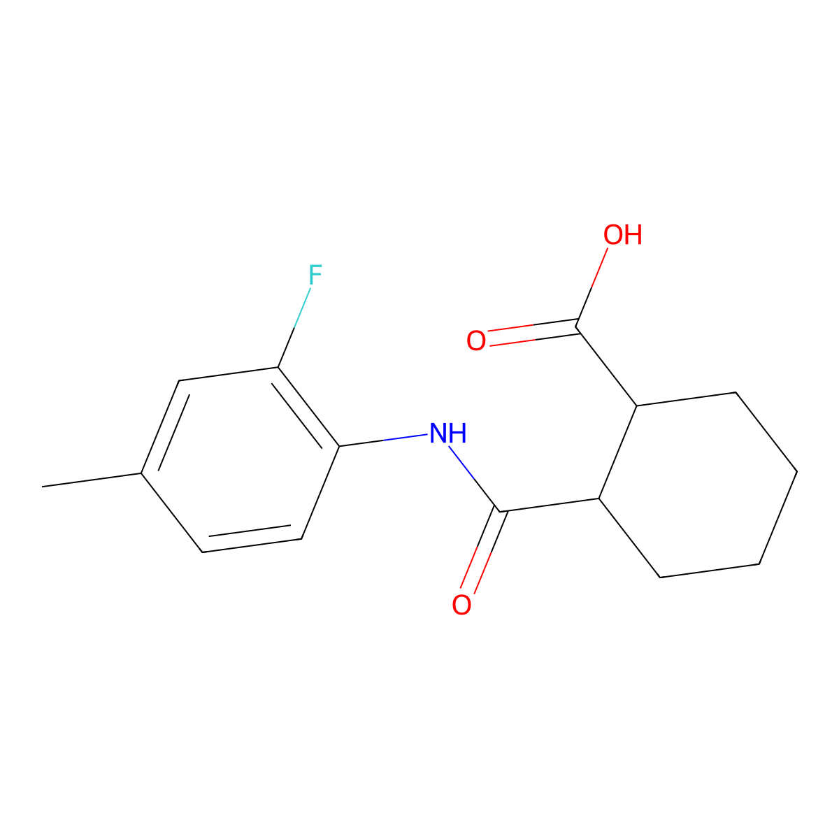 2-((2-Fluoro-4-methylphenyl)carbamoyl)cyclohexanecarboxylic acid molecular structure, CAS 1154570-99-6