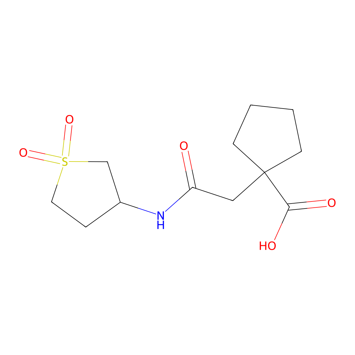 1-(2-((1,1-Dioxidotetrahydrothiophen-3-yl)amino)-2-oxoethyl)cyclopentanecarboxylic acid molecular structure, CAS 1154571-54-6
