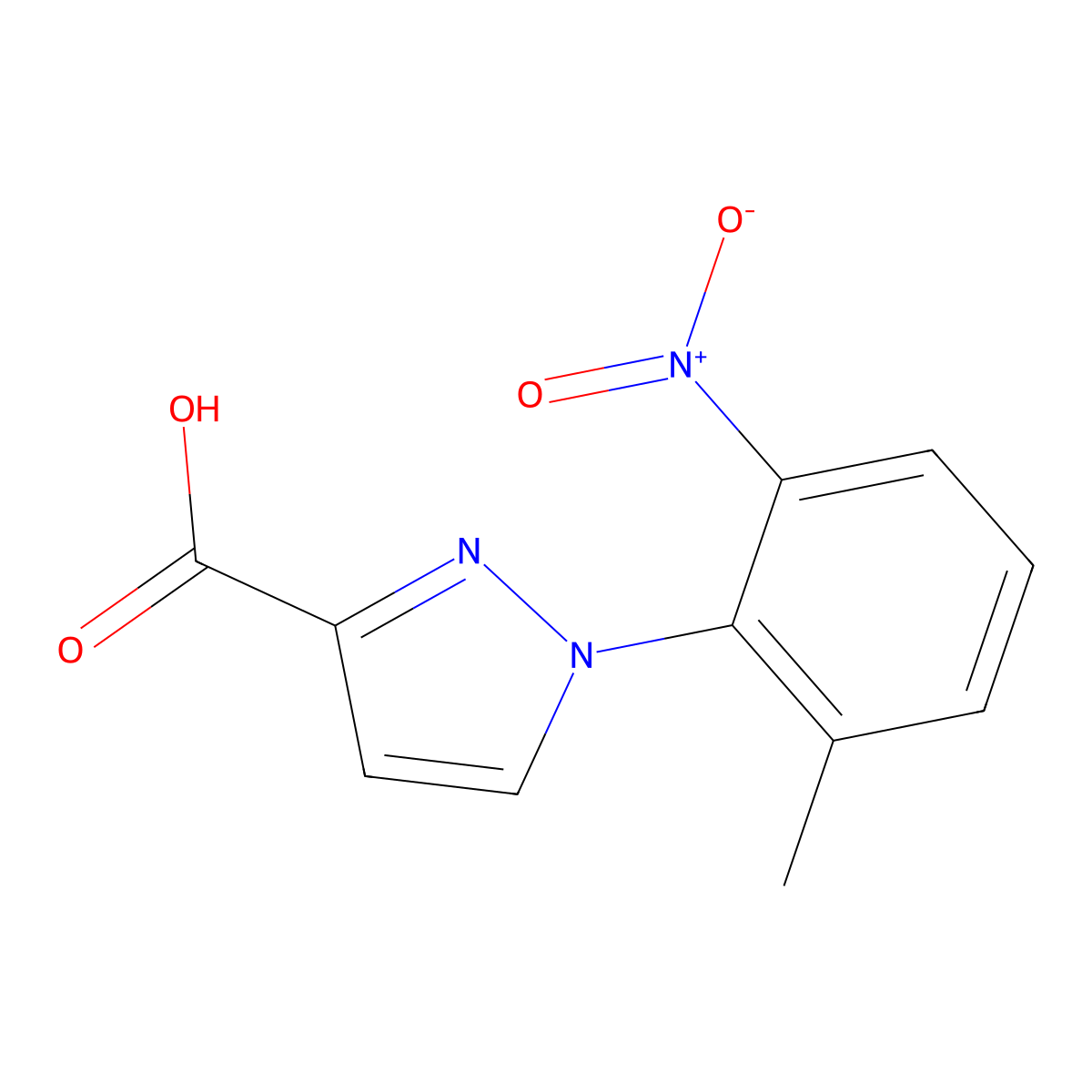 1-(2-Methyl-6-nitrophenyl)-1H-pyrazole-3-carboxylic acid molecular structure, CAS 1154572-22-1