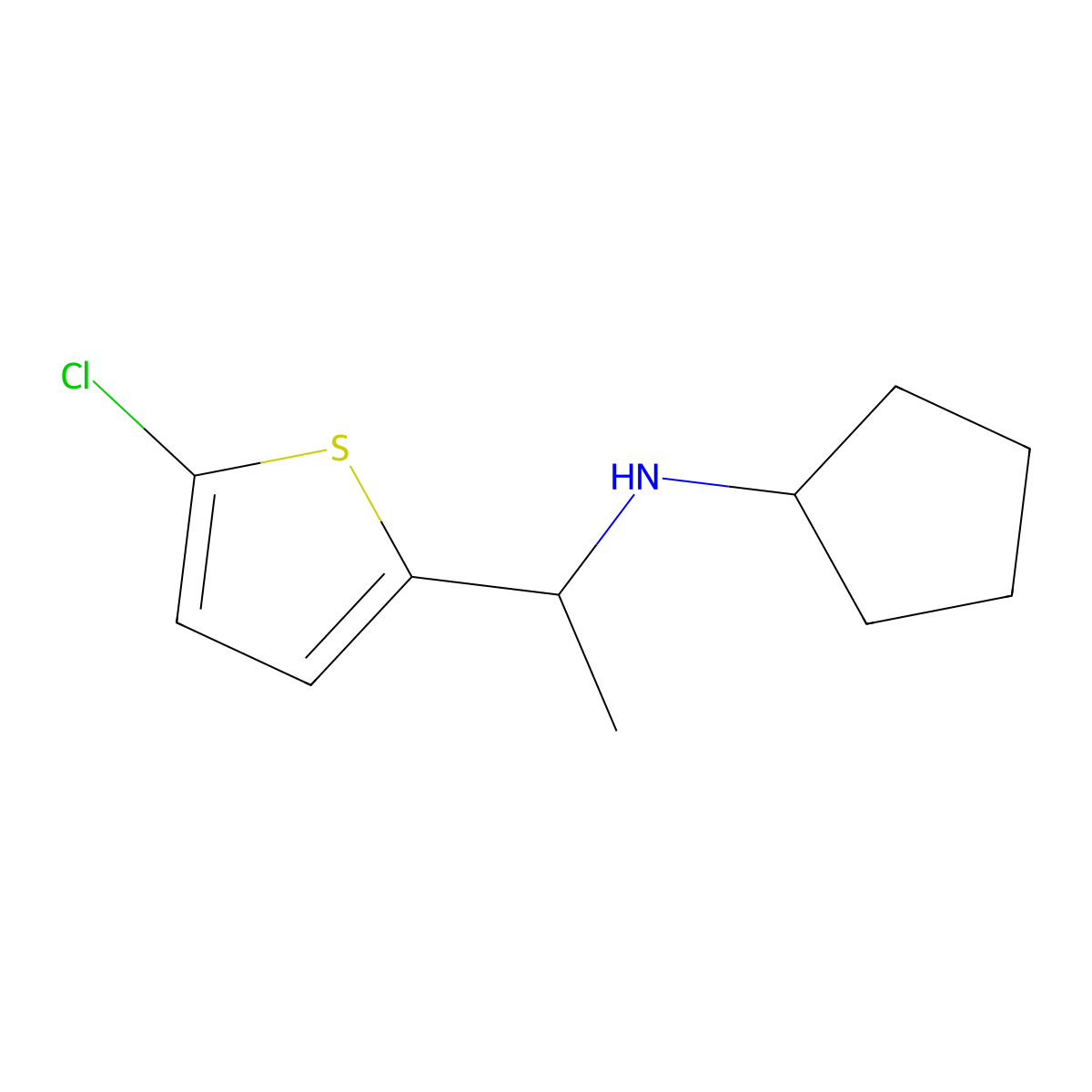 N-[1-(5-chlorothiophen-2-yl)ethyl]cyclopentanamine molecular structure, CAS 1154576-50-7