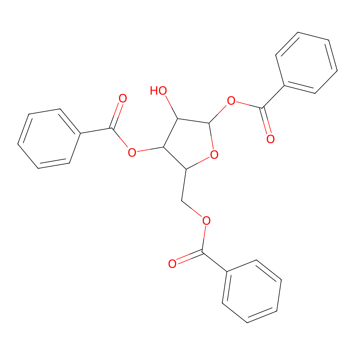 1,3,5-Tri-o-benzoyl-d-ribofuranose molecular structure, CAS 115459-51-3