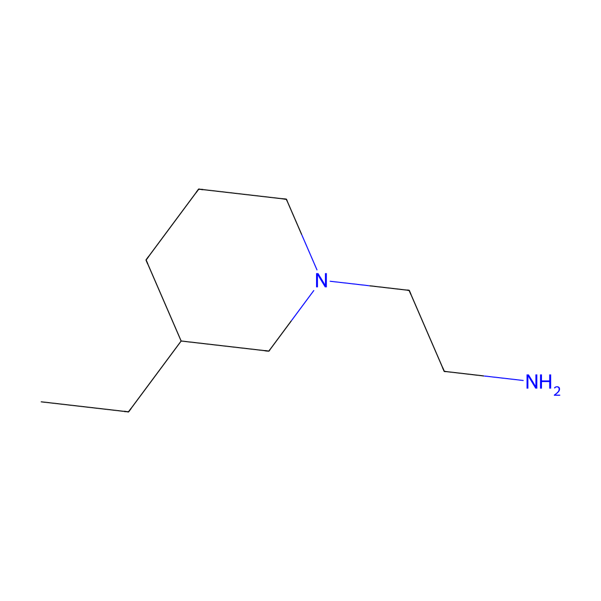 2-(3-Ethylpiperidin-1-yl)ethan-1-amine molecular structure, CAS 1154600-08-4