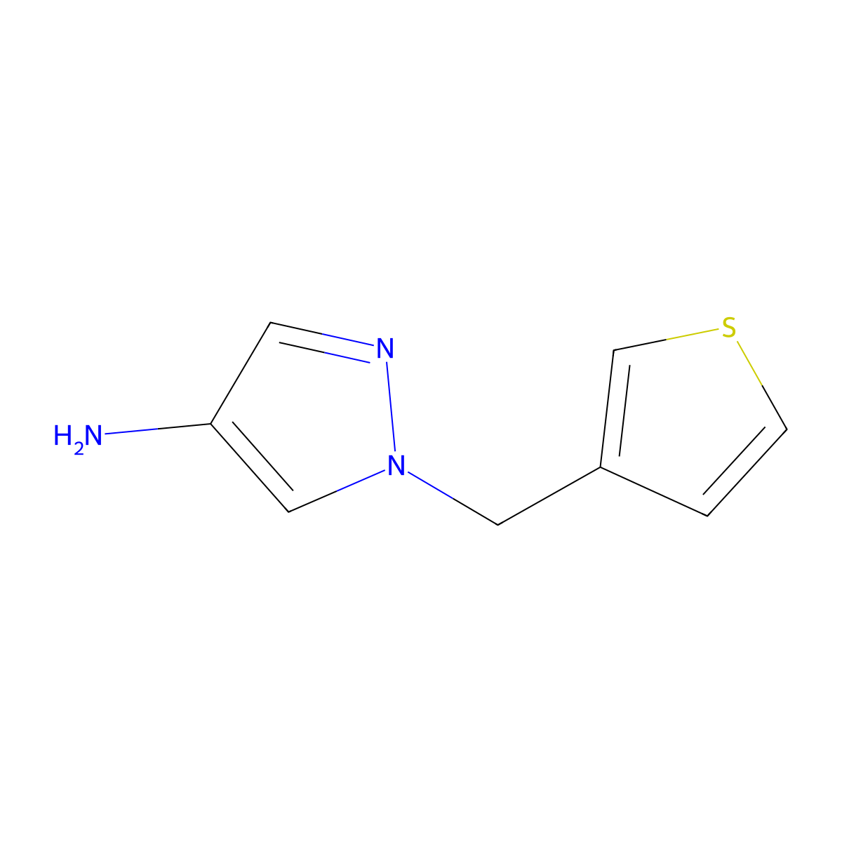 1-[(thiophen-3-yl)methyl]-1H-pyrazol-4-amine molecular structure, CAS 1154619-57-4