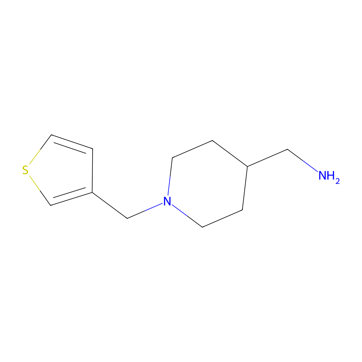 1-{1-[(Thiophen-3-yl)methyl]piperidin-4-yl}methanamine molecular structure, CAS 1154619-82-5