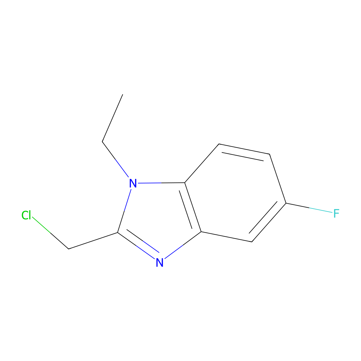 2-(chloromethyl)-1-ethyl-5-fluoro-1H-1,3-benzodiazole molecular structure, CAS 1154626-76-2