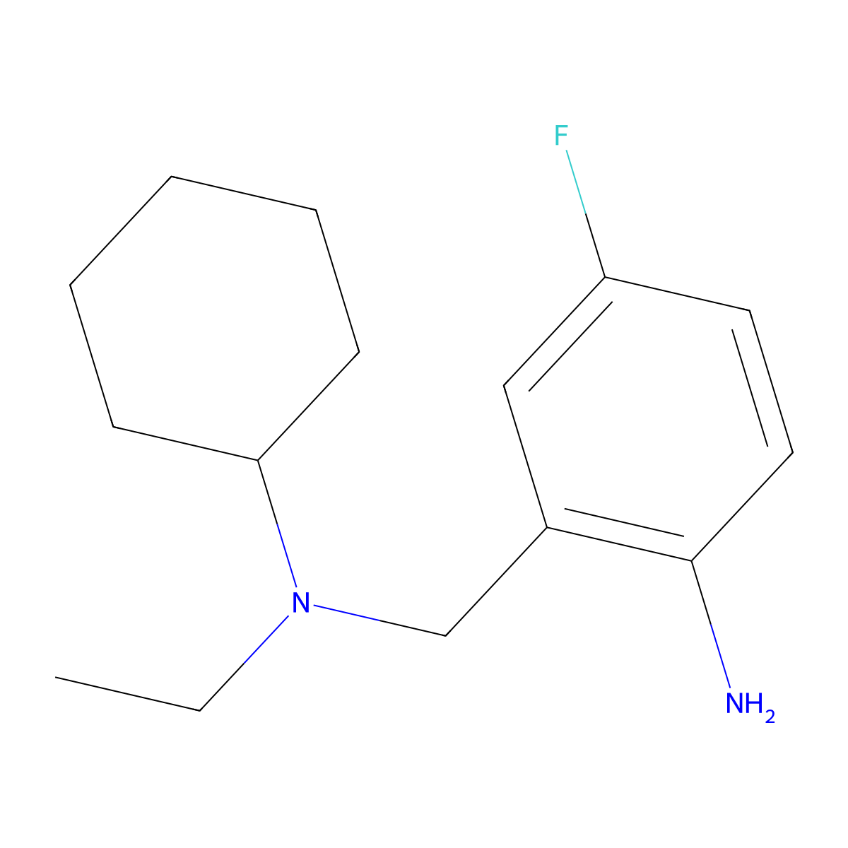 2-{[Cyclohexyl(ethyl)amino]methyl}-4-fluoroaniline molecular structure, CAS 1154634-37-3