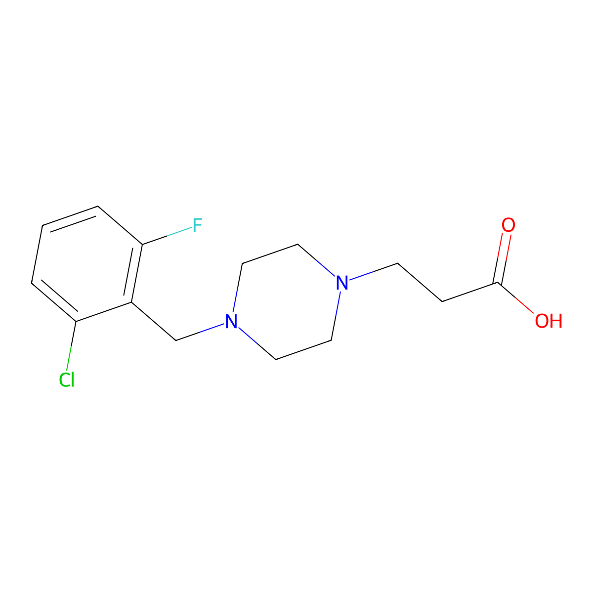3-[4-(2-Chloro-6-fluorobenzyl)piperazin-1-yl]propanoic acid molecular structure, CAS 1154639-88-9