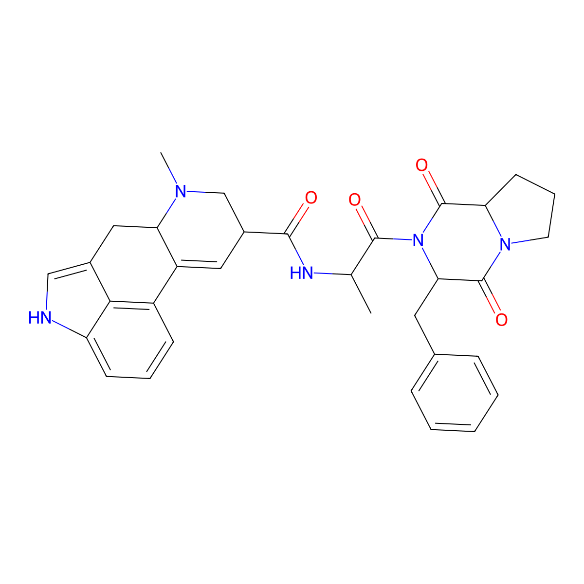 N-(N-(lysergyl)-alanyl)-phenylalanyl-proline lactam molecular structure, CAS 115464-33-0