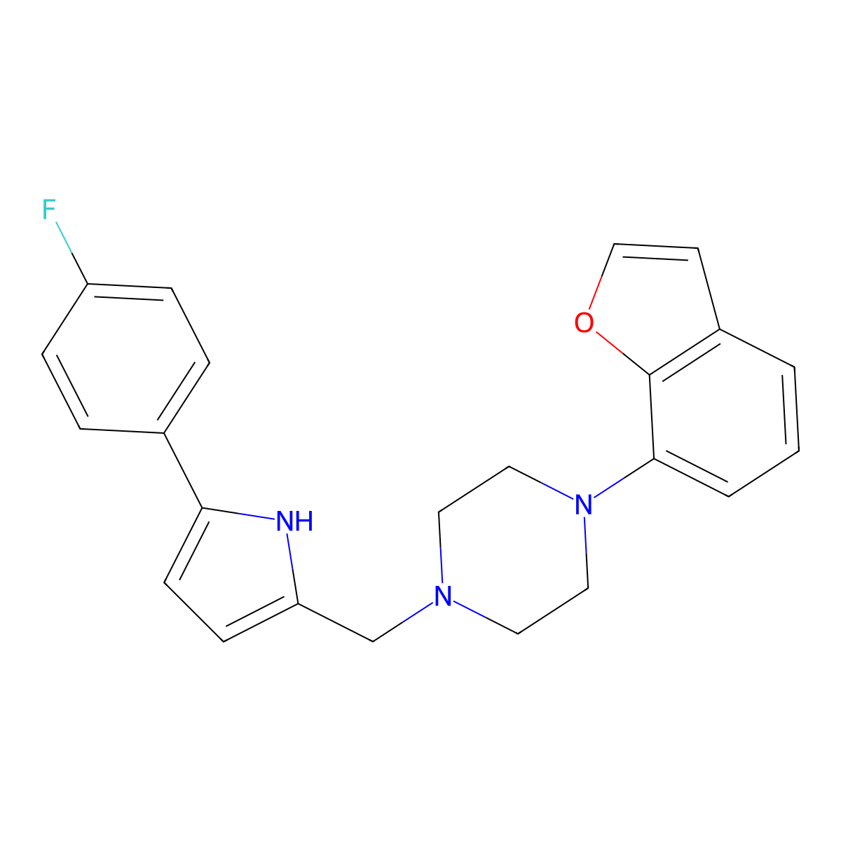 1-(7-Benzofuranyl)-4-((5-(4-fluorophenyl)-1H-pyrrol-2-yl)methyl)piperazine molecular structure, CAS 115464-77-2