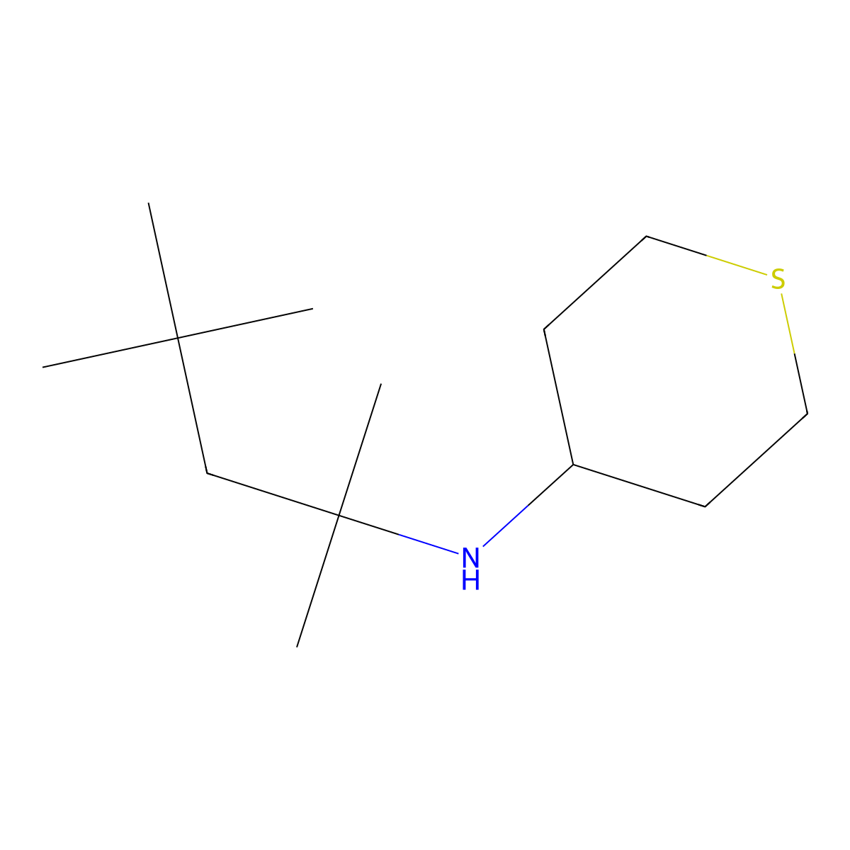 N-(2,4,4-trimethylpentan-2-yl)thian-4-amine molecular structure, CAS 1154641-24-3