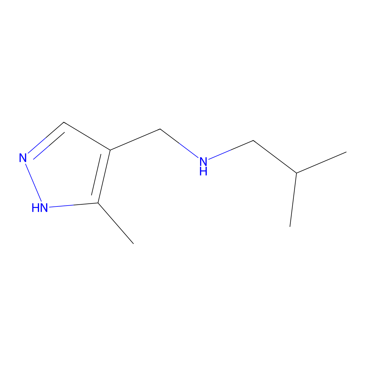 [(3-Methyl-1H-pyrazol-4-yl)methyl](2-methylpropyl)amine molecular structure, CAS 1154646-90-8