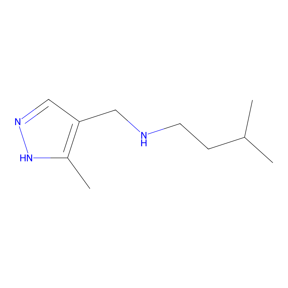 [(3-Methyl-1H-pyrazol-4-yl)methyl](3-methylbutyl)amine molecular structure, CAS 1154647-54-7
