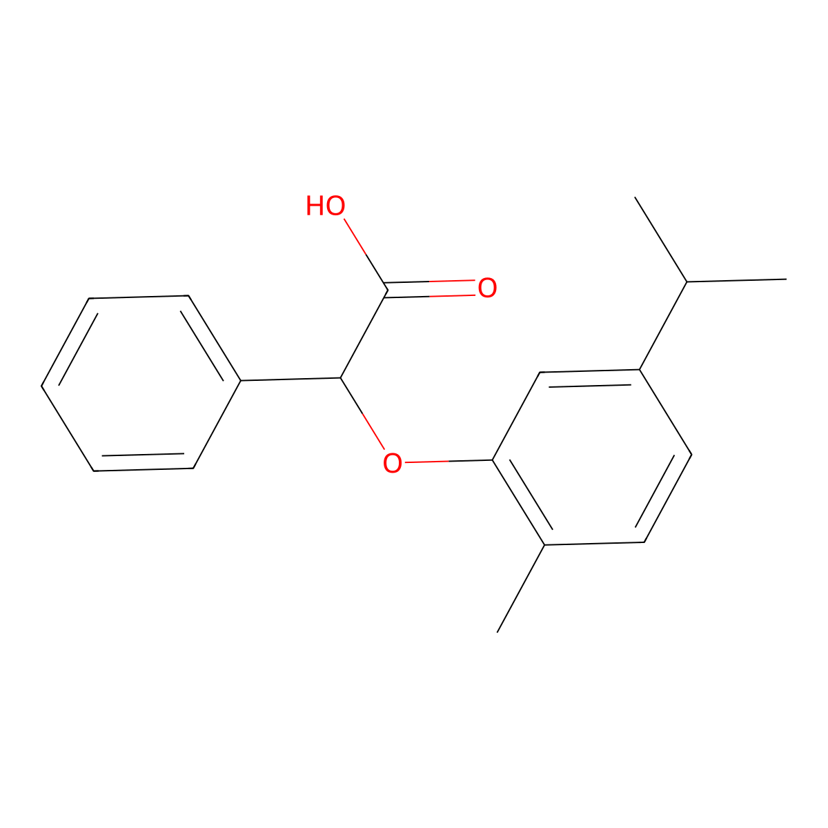 2-[2-Methyl-5-(propan-2-yl)phenoxy]-2-phenylacetic acid molecular structure, CAS 1154658-29-3