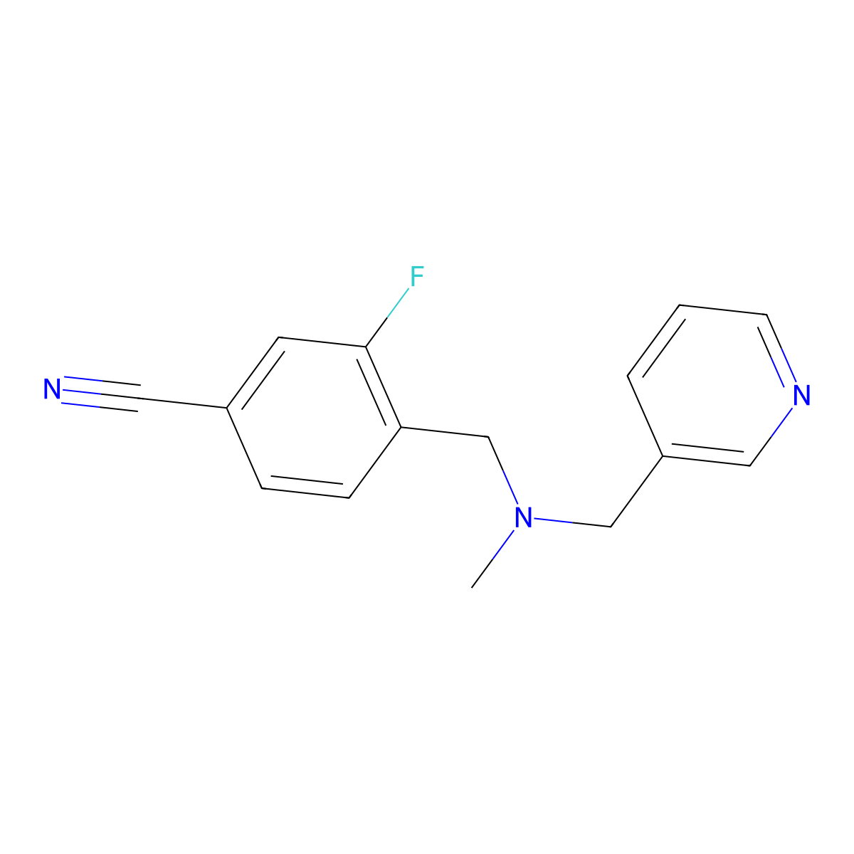 3-Fluoro-4-({methyl[(pyridin-3-yl)methyl]amino}methyl)benzonitrile molecular structure, CAS 1154662-00-6