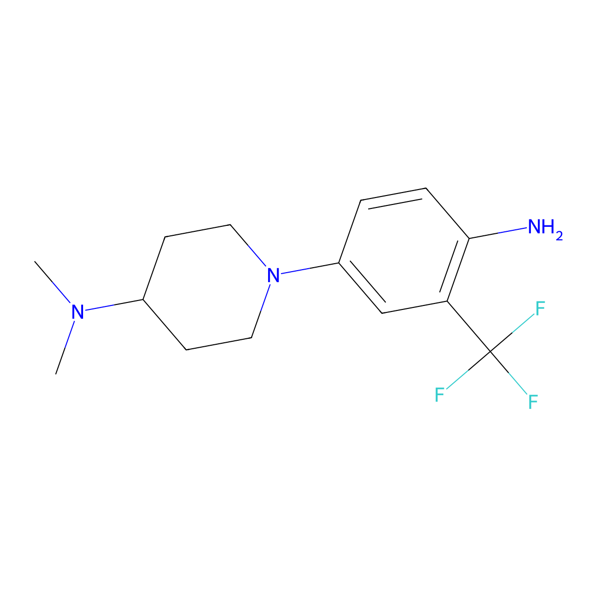 4-Piperidinamine, 1-[4-amino-3-(trifluoromethyl)phenyl]-N,N-dimethyl- molecular structure, CAS 1154664-52-4