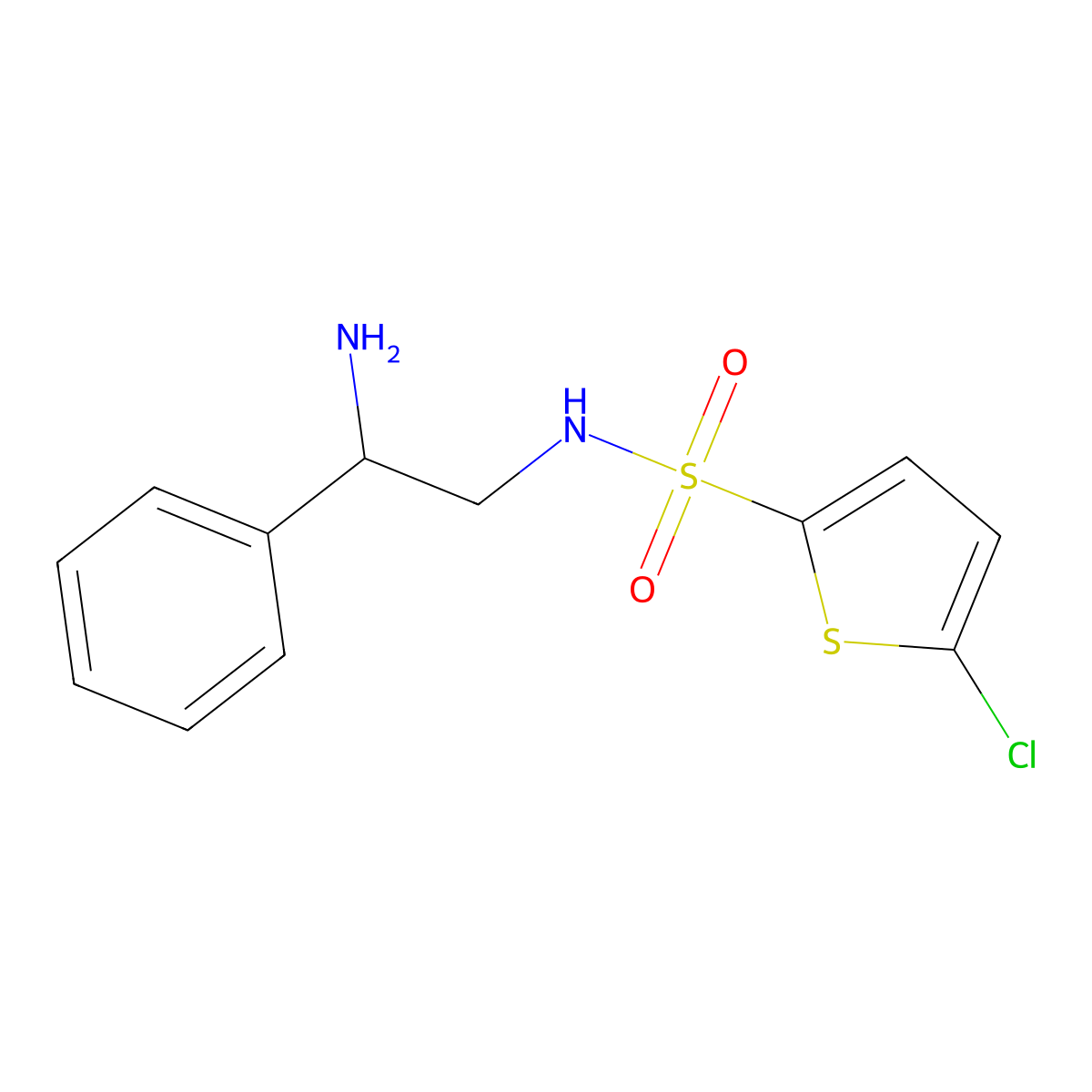 N-(2-amino-2-phenylethyl)-5-chlorothiophene-2-sulfonamide molecular structure, CAS 1154670-17-3