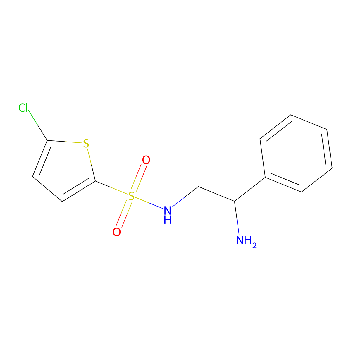 N-(2-amino-2-phenylethyl)-5-chlorothiophene-2-sulfonamide molecular structure, CAS 1154670-17-3