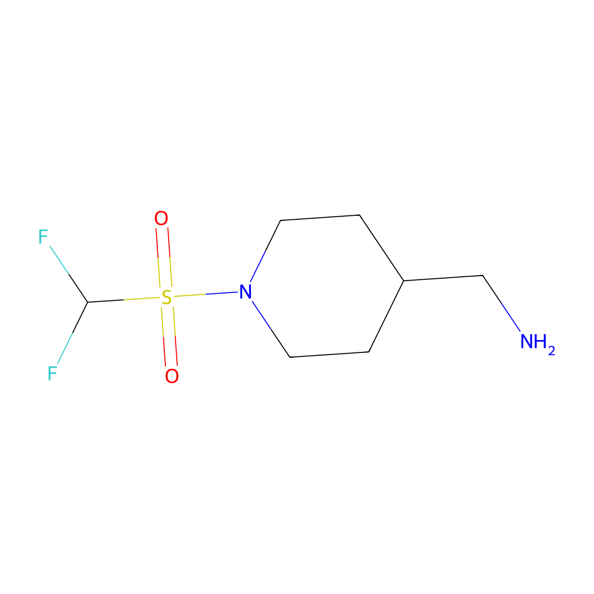 (1-((Difluoromethyl)sulfonyl)piperidin-4-yl)methanamine molecular structure, CAS 1154670-28-6