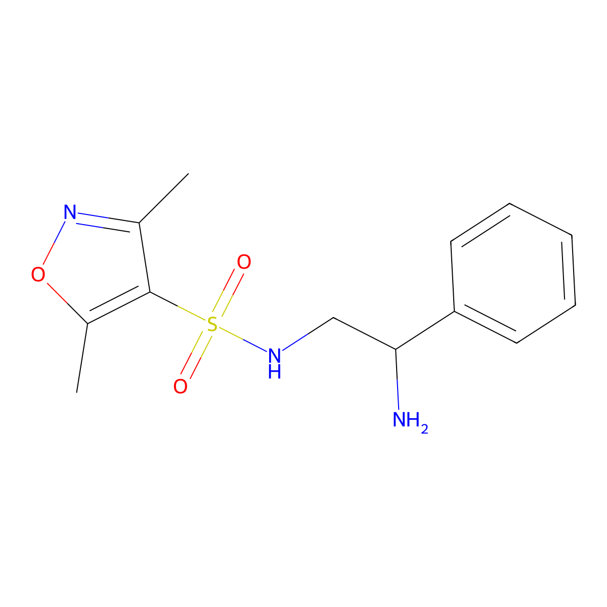 N-(2-amino-2-phenylethyl)-3,5-dimethyl-1,2-oxazole-4-sulfonamide molecular structure, CAS 1154670-85-5
