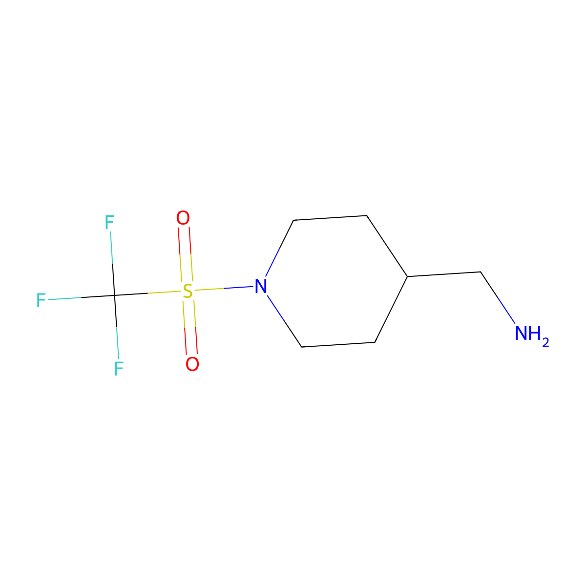 (1-Trifluoromethanesulfonylpiperidin-4-yl)methanamine molecular structure, CAS 1154673-58-1