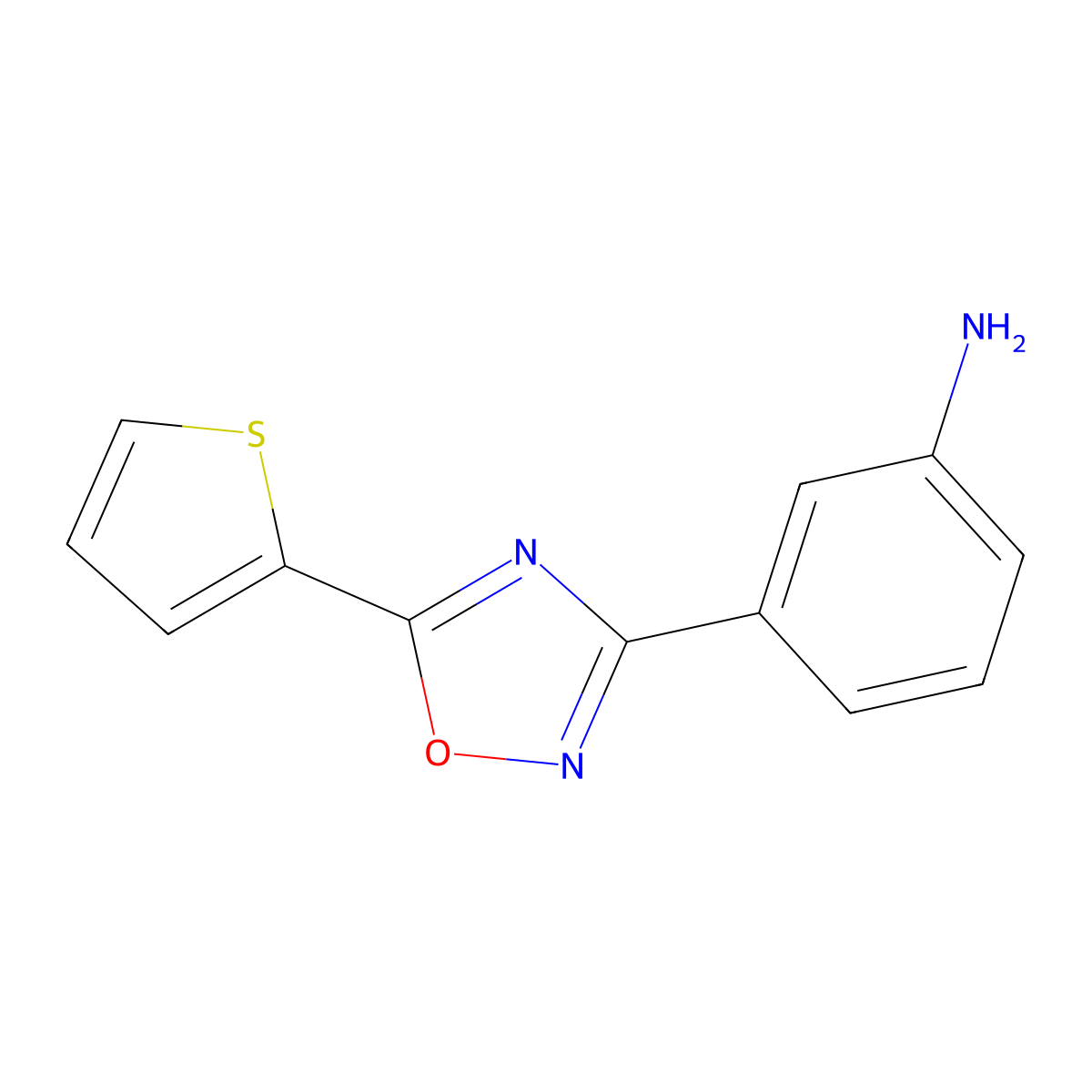 3-[5-(Thiophen-2-yl)-1,2,4-oxadiazol-3-yl]aniline molecular structure, CAS 1154705-08-4