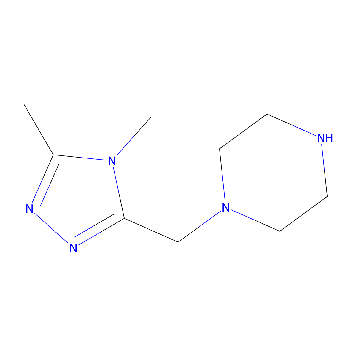 1-[(dimethyl-4H-1,2,4-triazol-3-yl)methyl]piperazine molecular structure, CAS 1154708-01-6