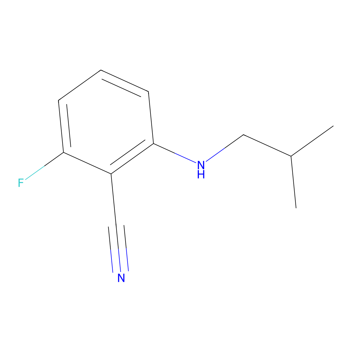2-Fluoro-6-[(2-methylpropyl)amino]benzonitrile molecular structure, CAS 1154728-70-7